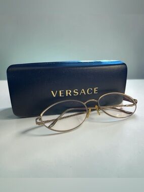 VERSACE Gold-Tone Oval Women's Eyeglasses